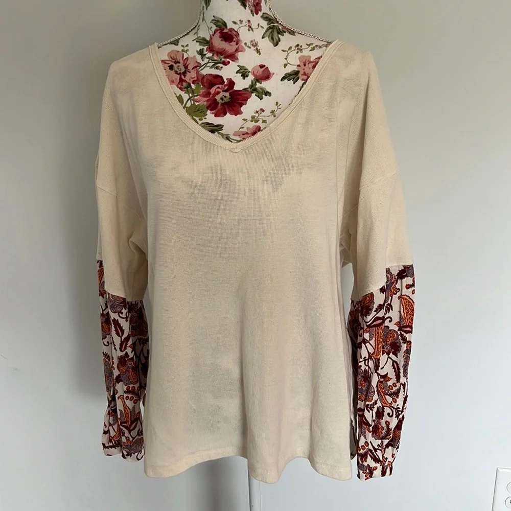 Anthropologie Annette Floral Thermal Long Sleeved Top - Picture 7 of 14